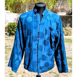 VTG Chinese Traditional Asian Med Tang FRAYED USED Martial Arts Jacket Coat EUC